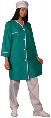 Халат медицинский женский с рукавом 7/8 зеленый